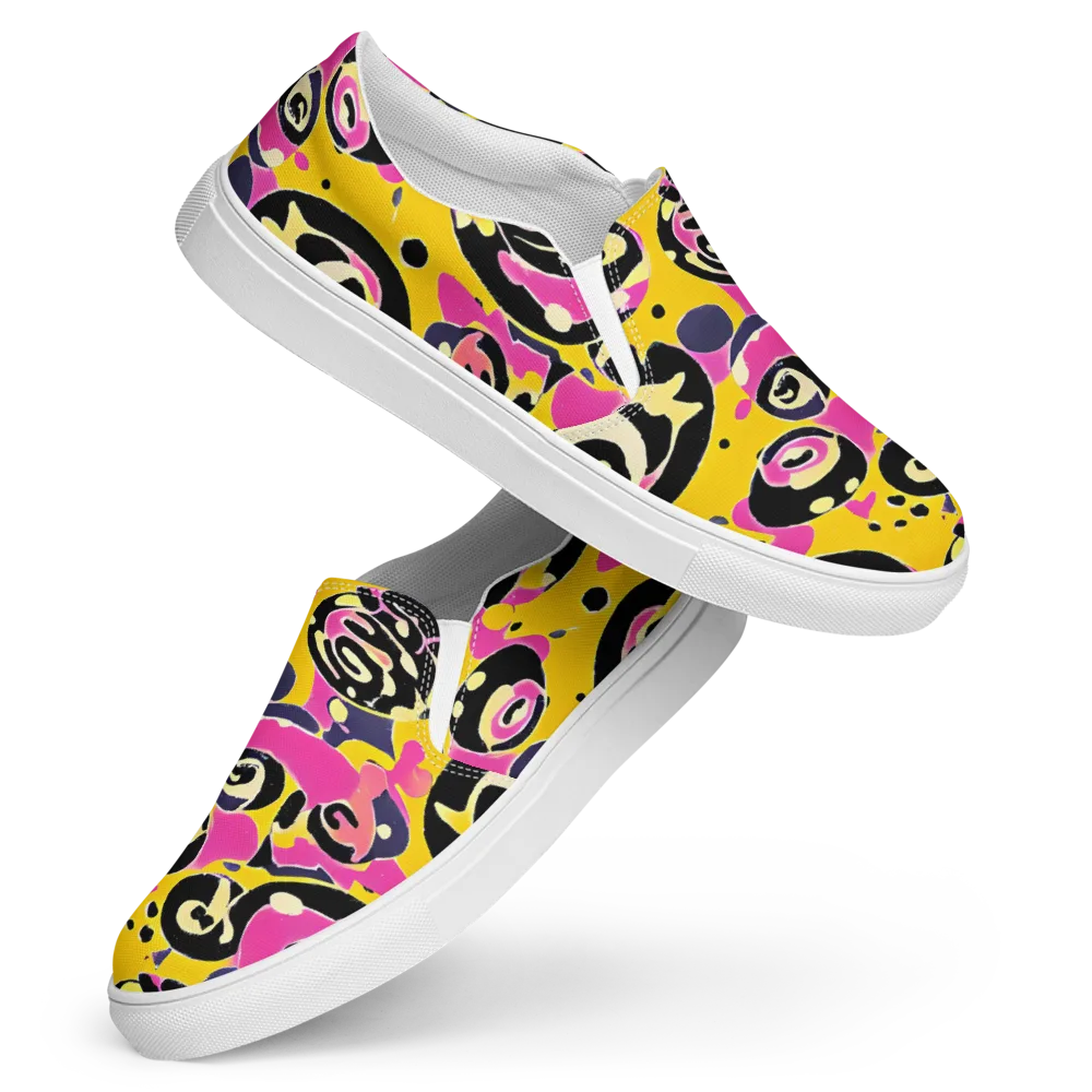 Neon Ink Parade on Women's Slip-On Canvas Shoes — Front