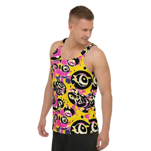 Neon Ink Parade on a Men's Tank Top
