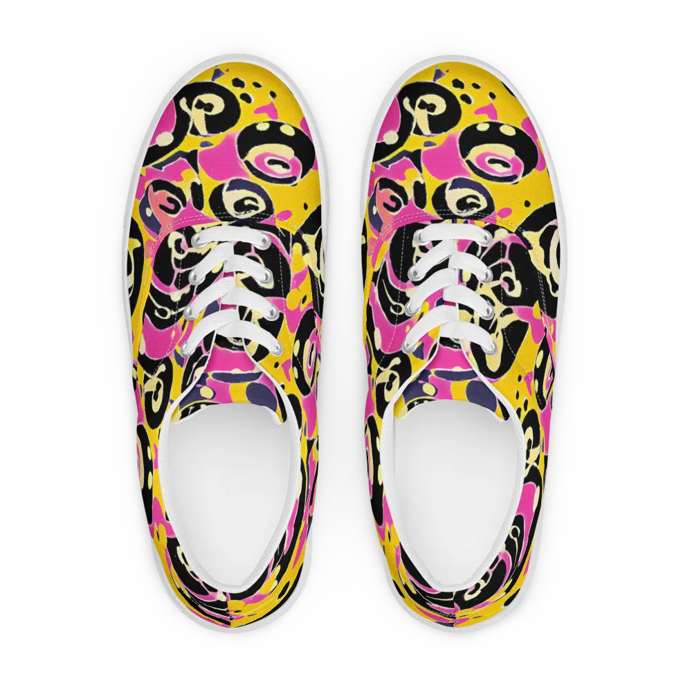 Neon Ink Parade on Men's Lace-Up Canvas Shoes — Front