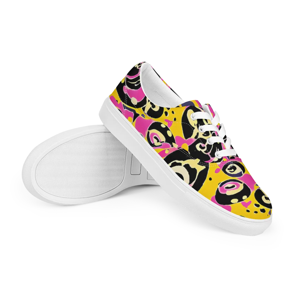 Neon Ink Parade on Men's Lace-Up Canvas Shoes — Right Front