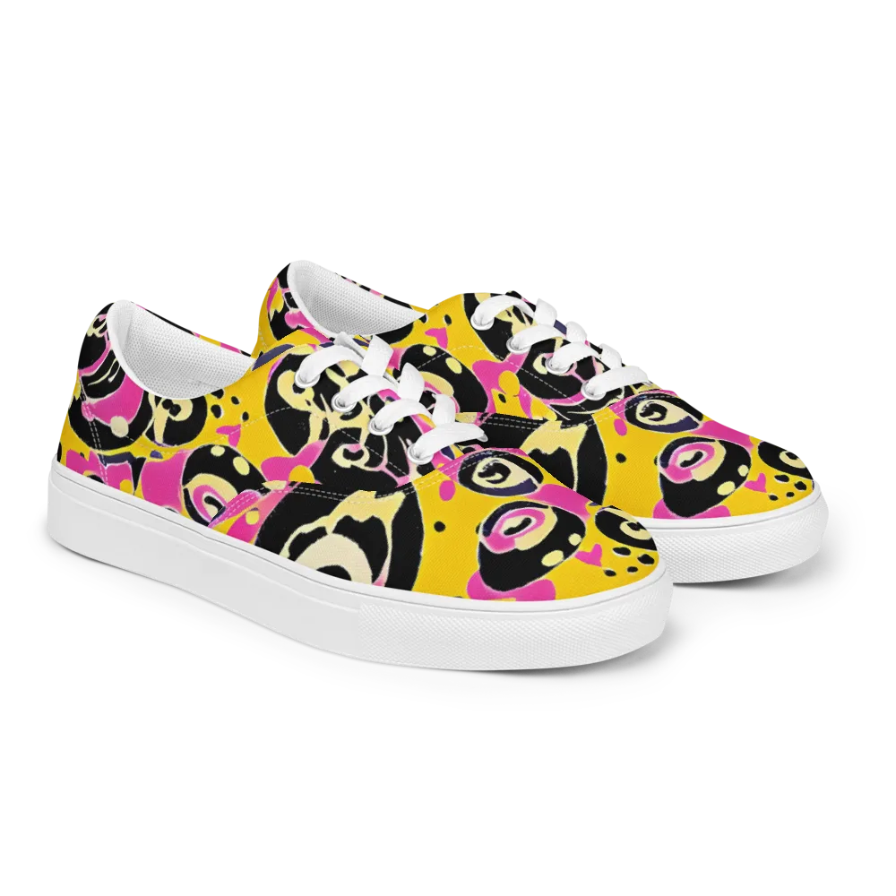 Neon Ink Parade on Men's Lace-Up Canvas Shoes — Right Front