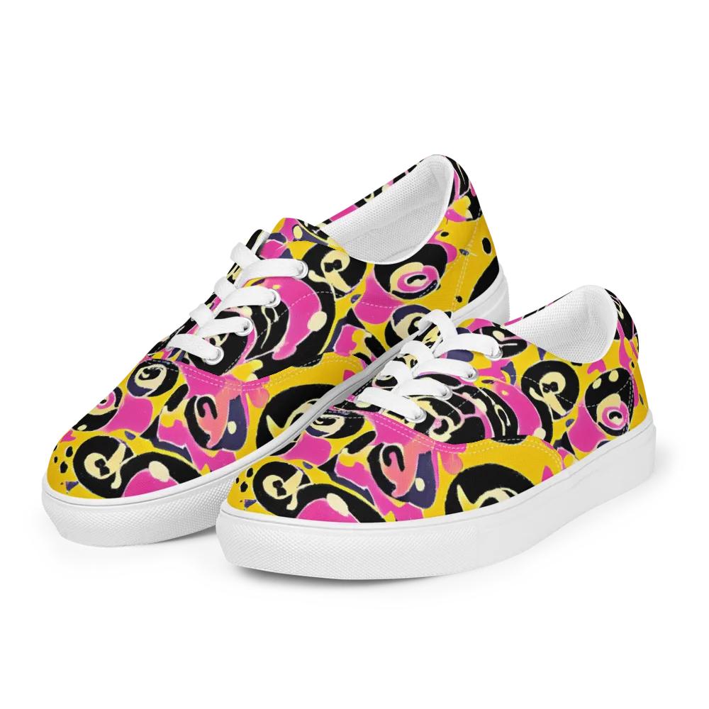 Neon Ink Parade on Men's Lace-Up Canvas Shoes — Left Front