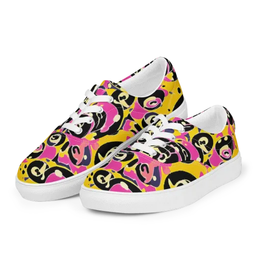 Neon Ink Parade on a Men's Lace-Up Canvas Shoes