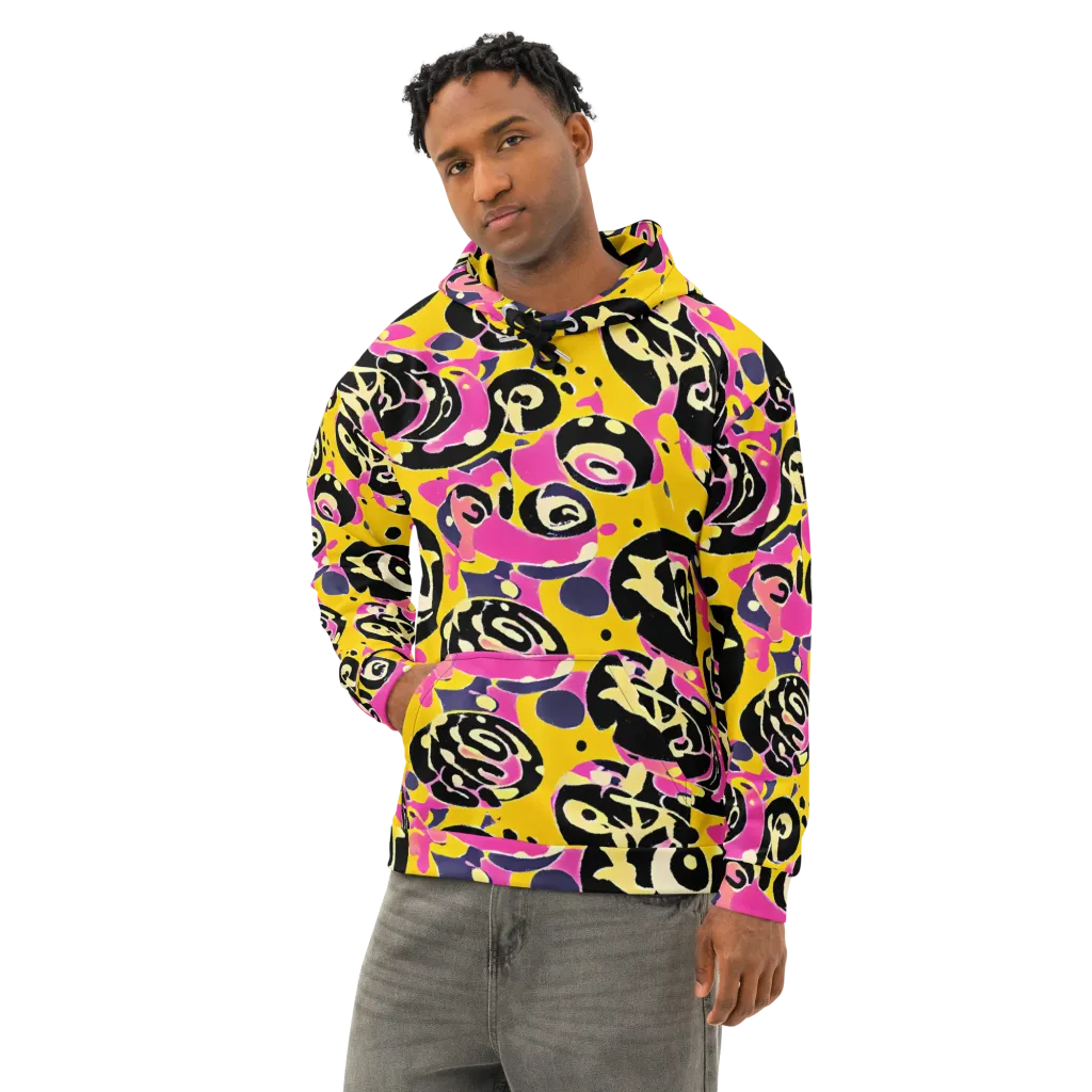 Neon Ink Parade on Cotton Hoodie — Left Front