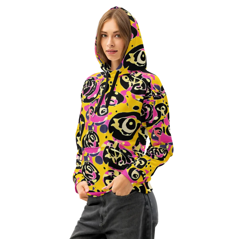 Neon Ink Parade on Cotton Hoodie — Left Front