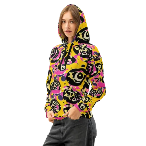 Neon Ink Parade on a Cotton Hoodie