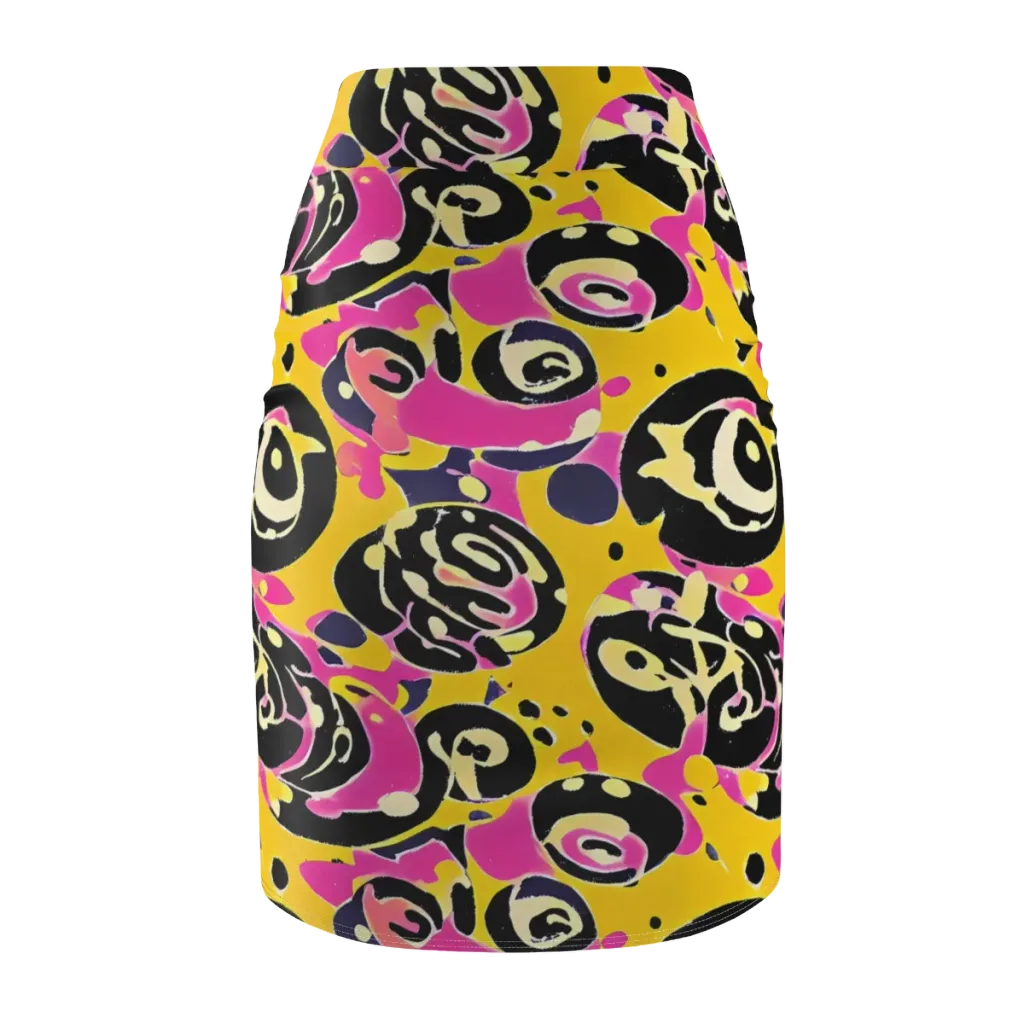 Neon Ink Parade on Pencil Skirt — Back