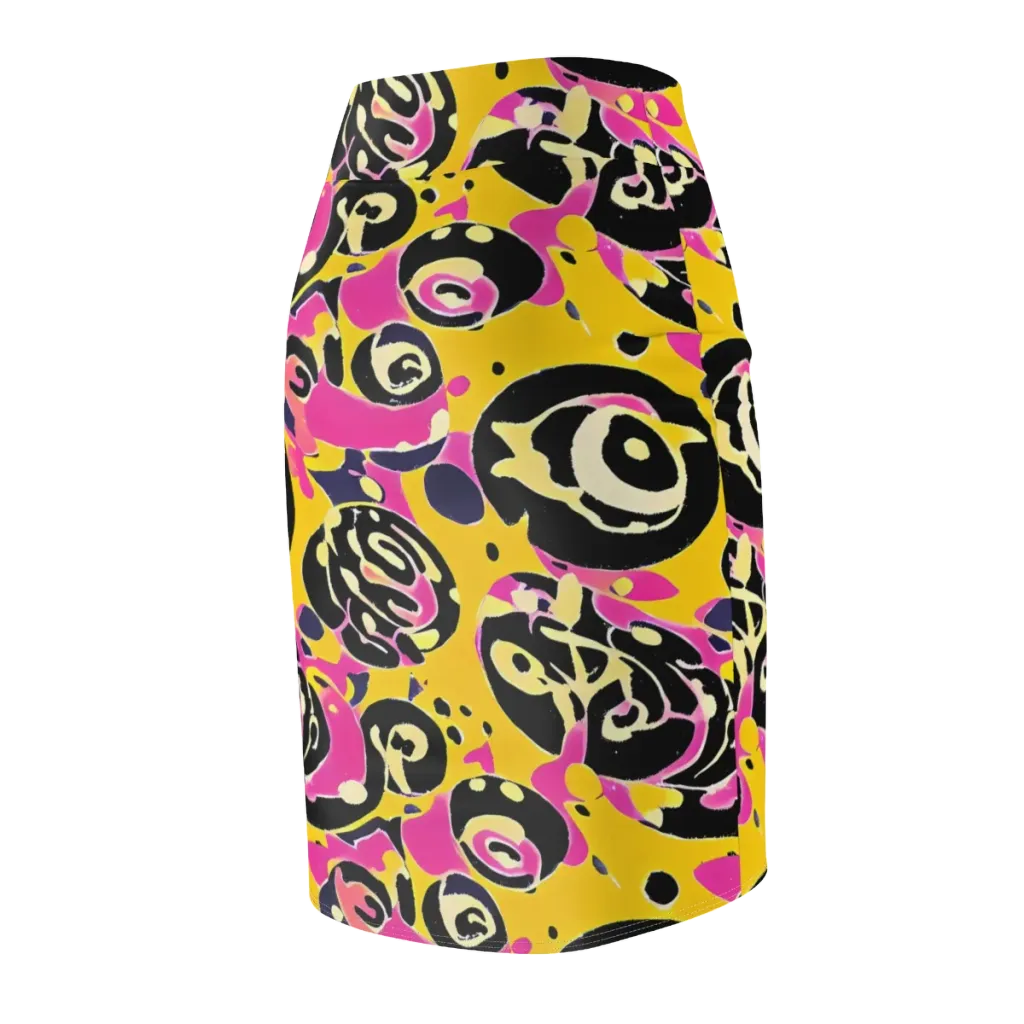 Neon Ink Parade on Pencil Skirt — Back Side
