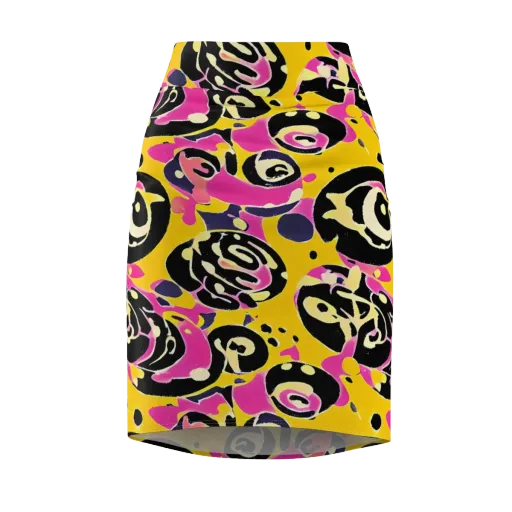 Neon Ink Parade on a Pencil Skirt