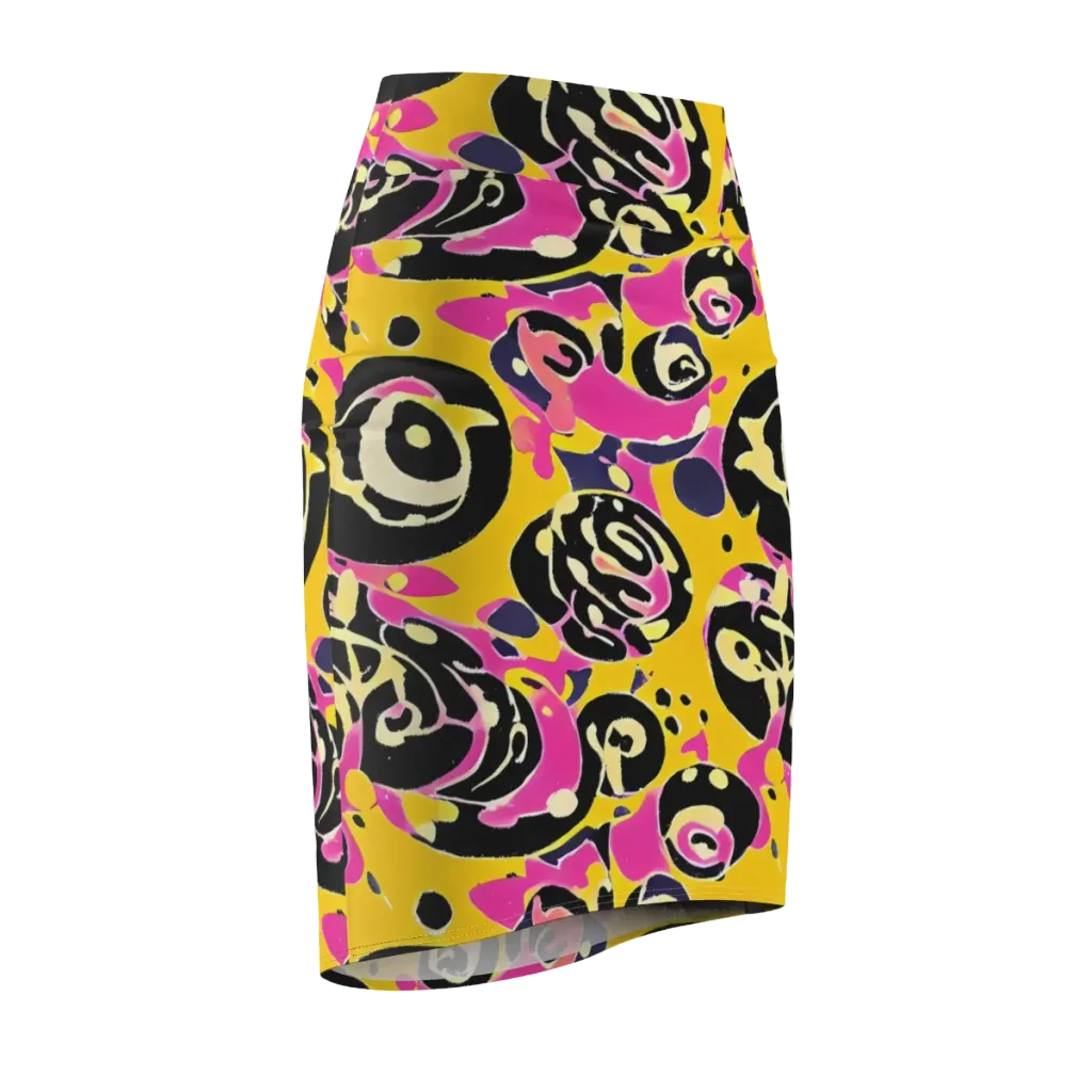 Neon Ink Parade on Pencil Skirt — Front Side