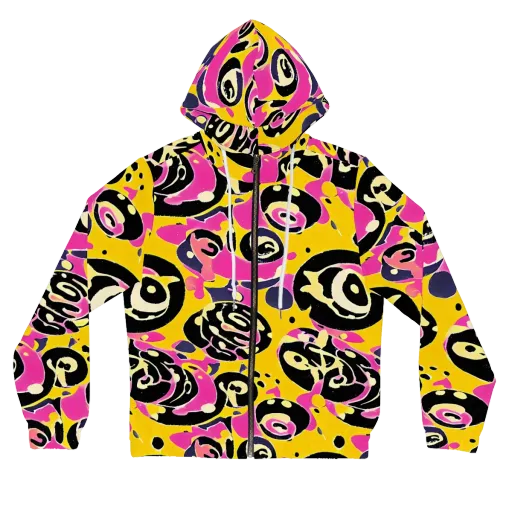 Neon Ink Parade on a Women's Full-Zip Hoodie