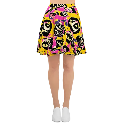 Neon Ink Parade on a Skater Skirt