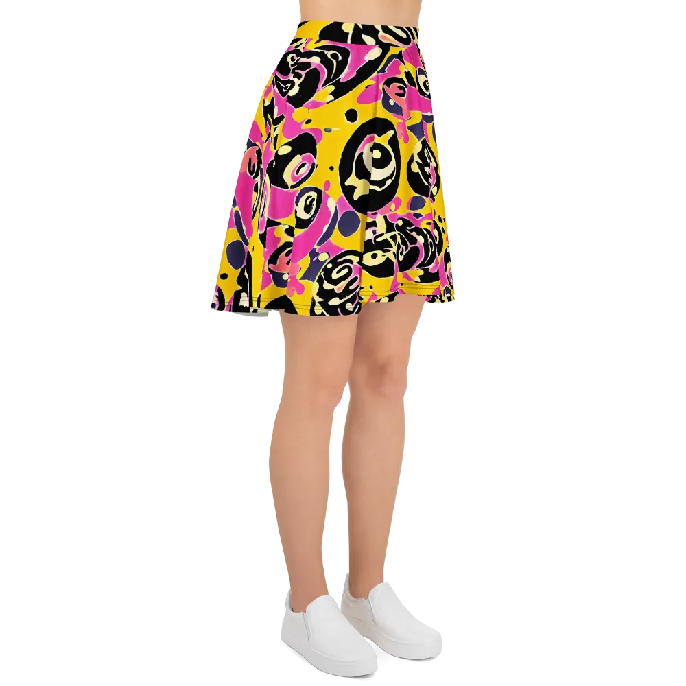 Neon Ink Parade on Skater Skirt — Right