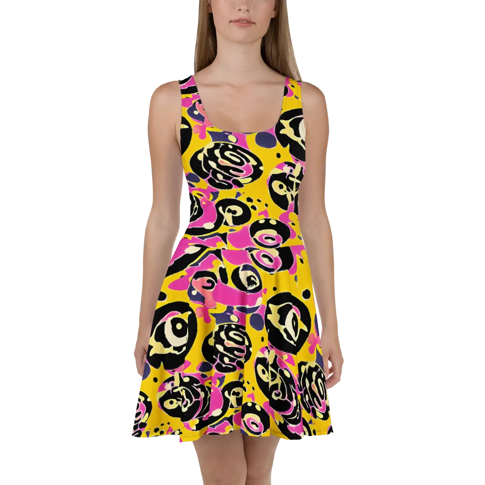 Neon Ink Parade on Skater Dress — Front