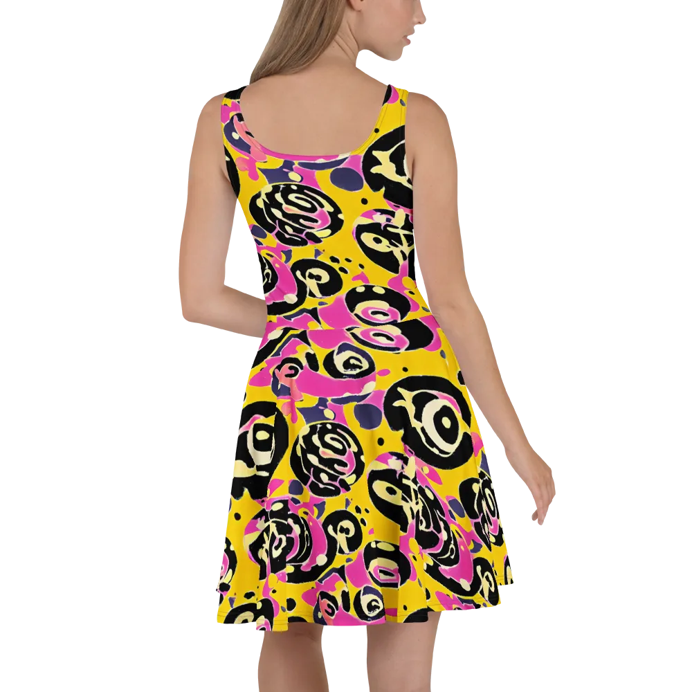 Neon Ink Parade on Skater Dress — Back