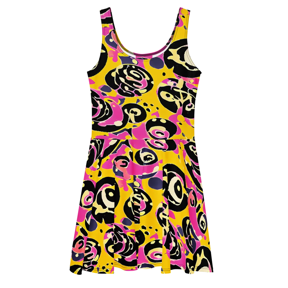Neon Ink Parade on Skater Dress — Front