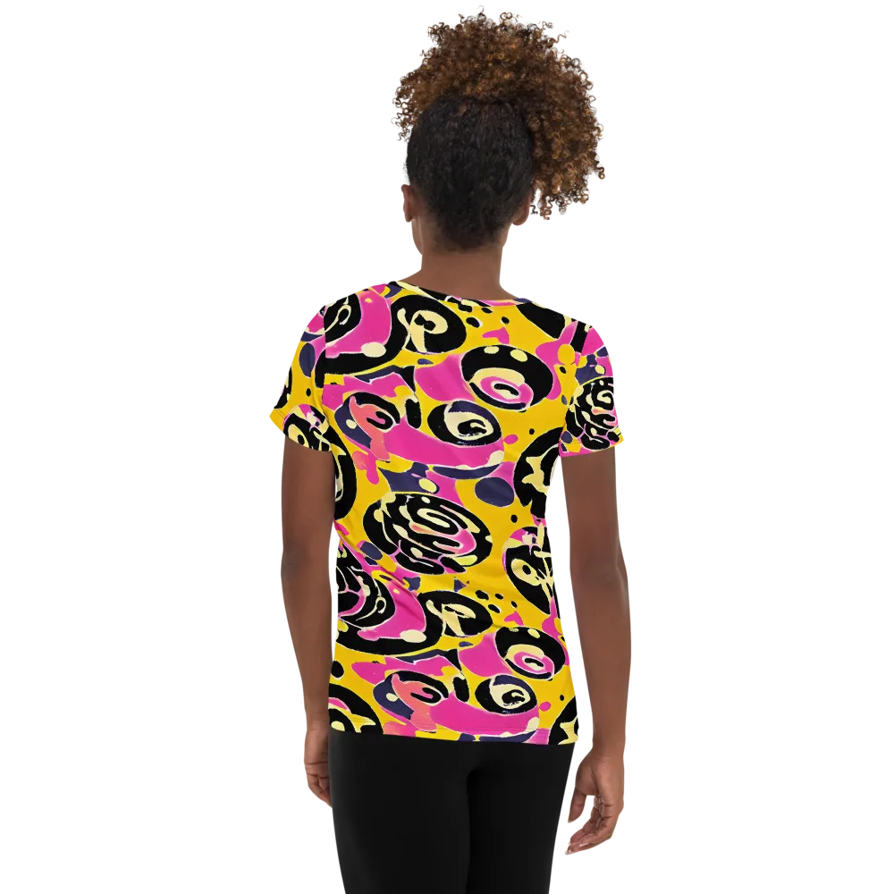 Neon Ink Parade on Women's Athletic T-Shirt — Back