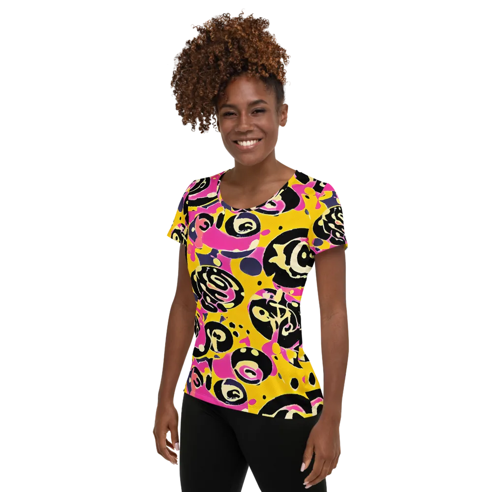 Neon Ink Parade on Women's Athletic T-Shirt — Left