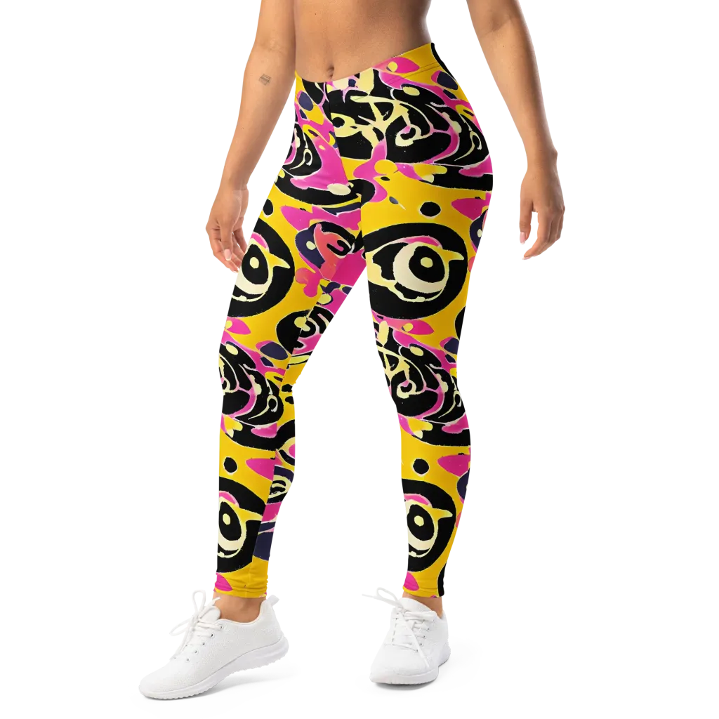 Neon Ink Parade on Leggings — Left Front