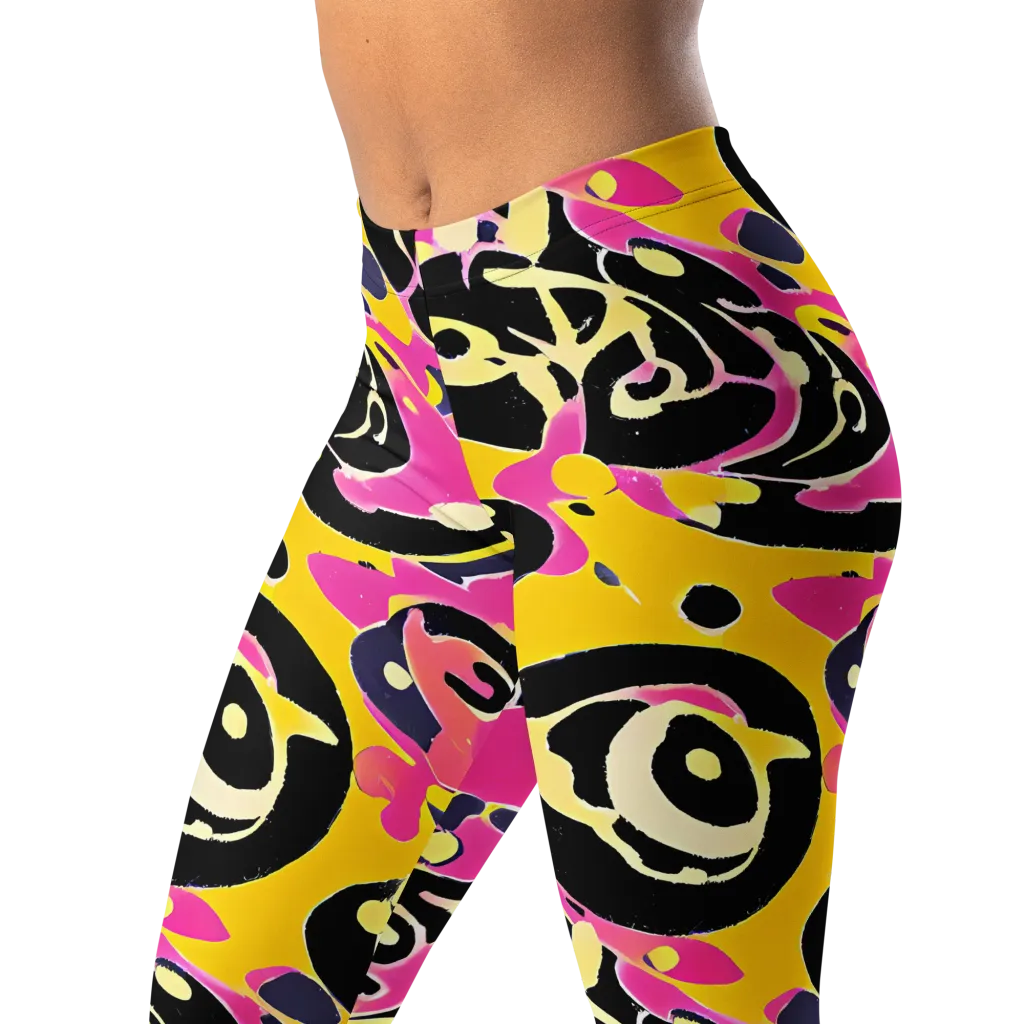 Neon Ink Parade on Leggings — Left Front
