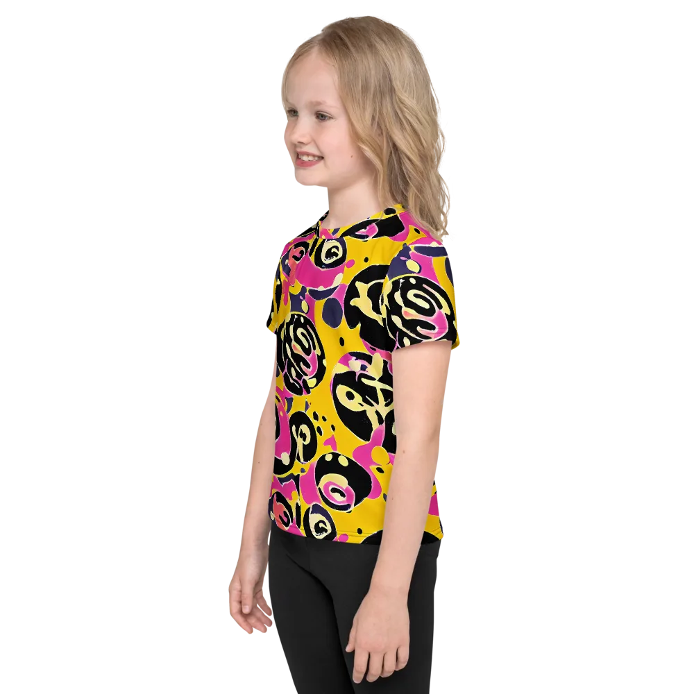 Neon Ink Parade on Kids Crew Neck T-Shirt — Left