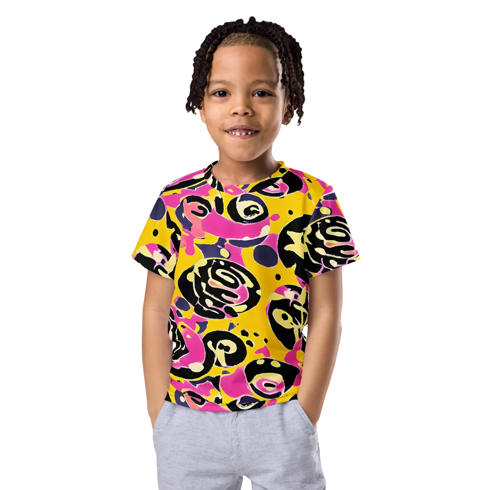 Neon Ink Parade on Kids Crew Neck T-Shirt — Front