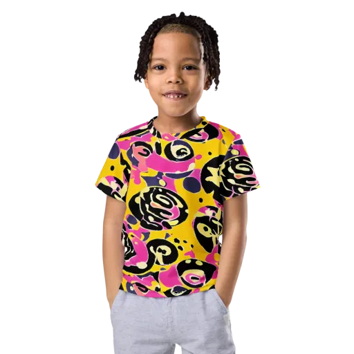 Neon Ink Parade on a Kids Crew Neck T-Shirt