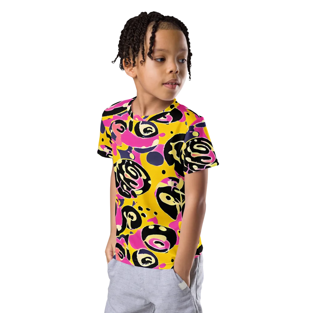 Neon Ink Parade on Kids Crew Neck T-Shirt — Left Front