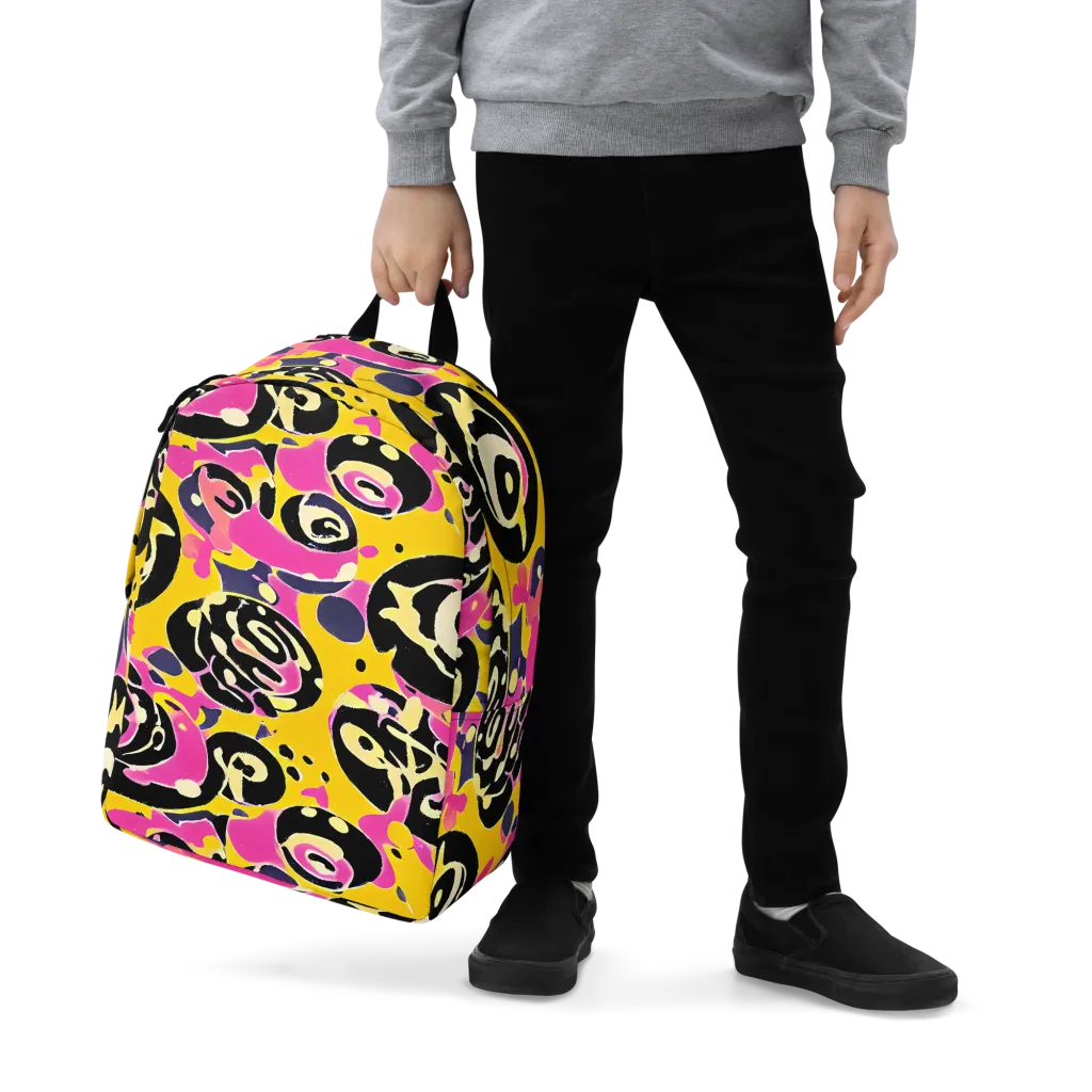 Neon Ink Parade on Minimalist Backpack — Zoomed-in