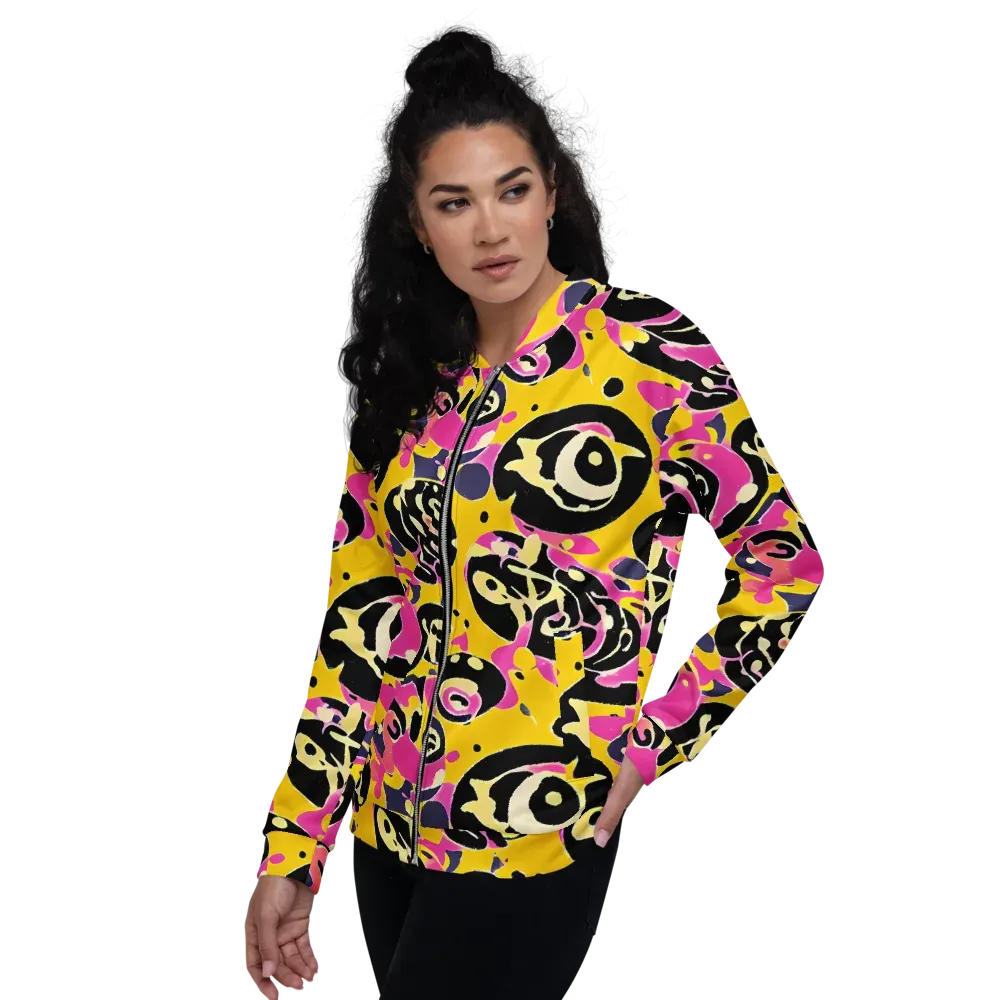 Neon Ink Parade on Bomber Jacket — Left
