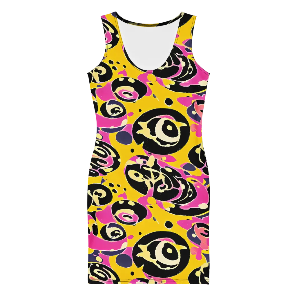 Neon Ink Parade on Bodycon Dress — Front