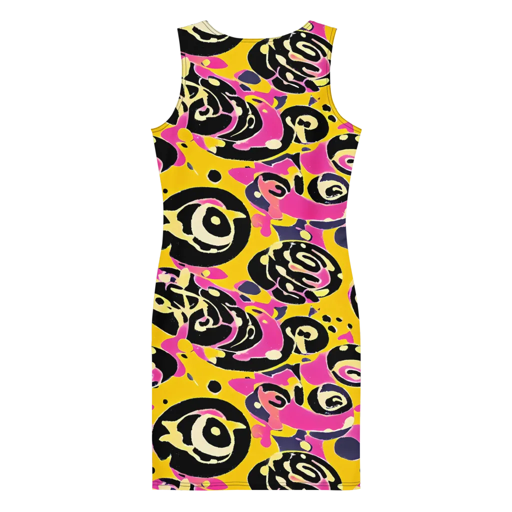 Neon Ink Parade on Bodycon Dress — Back