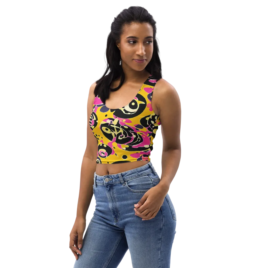 Neon Ink Parade on Crop Top — Left Front