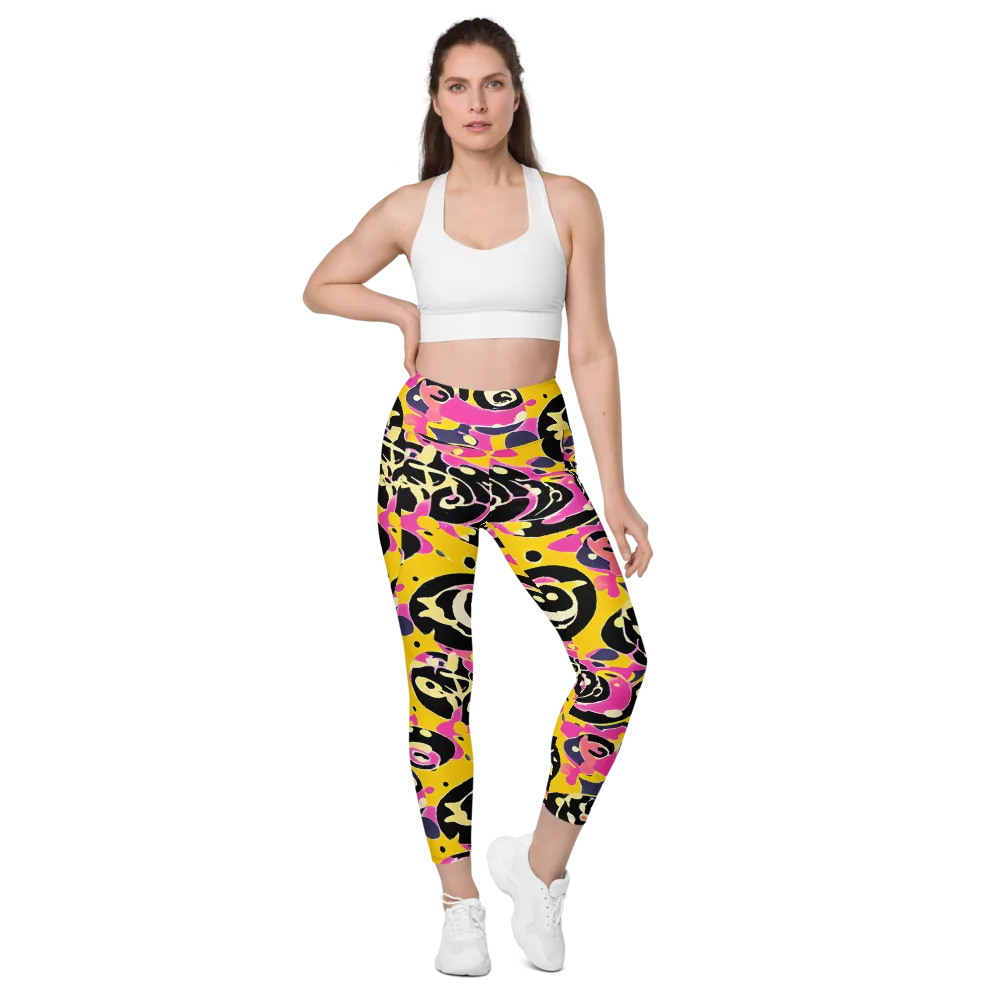 Neon Ink Parade on Leggings with Pockets — Front