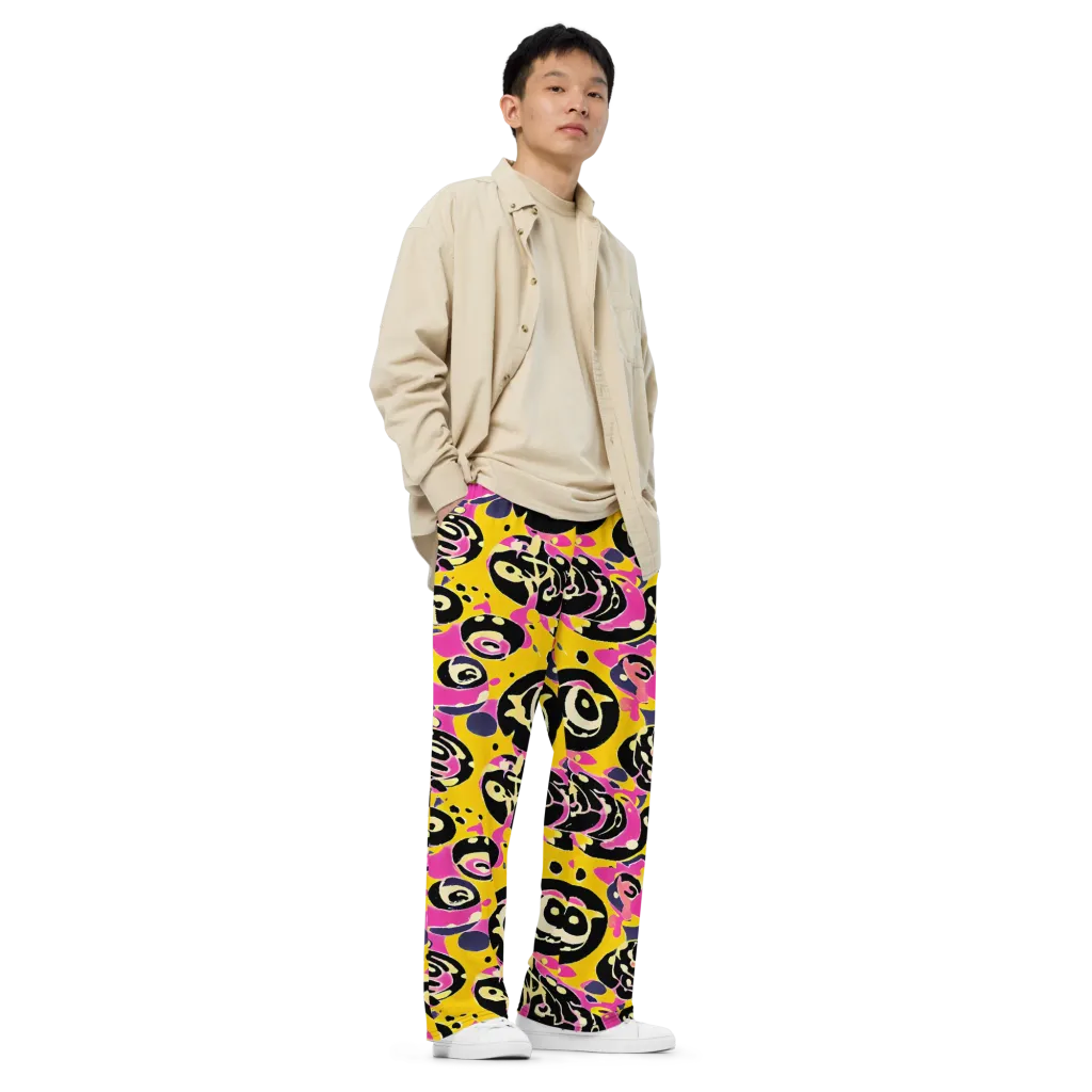 Neon Ink Parade on Wide-Leg Pants — Right Front