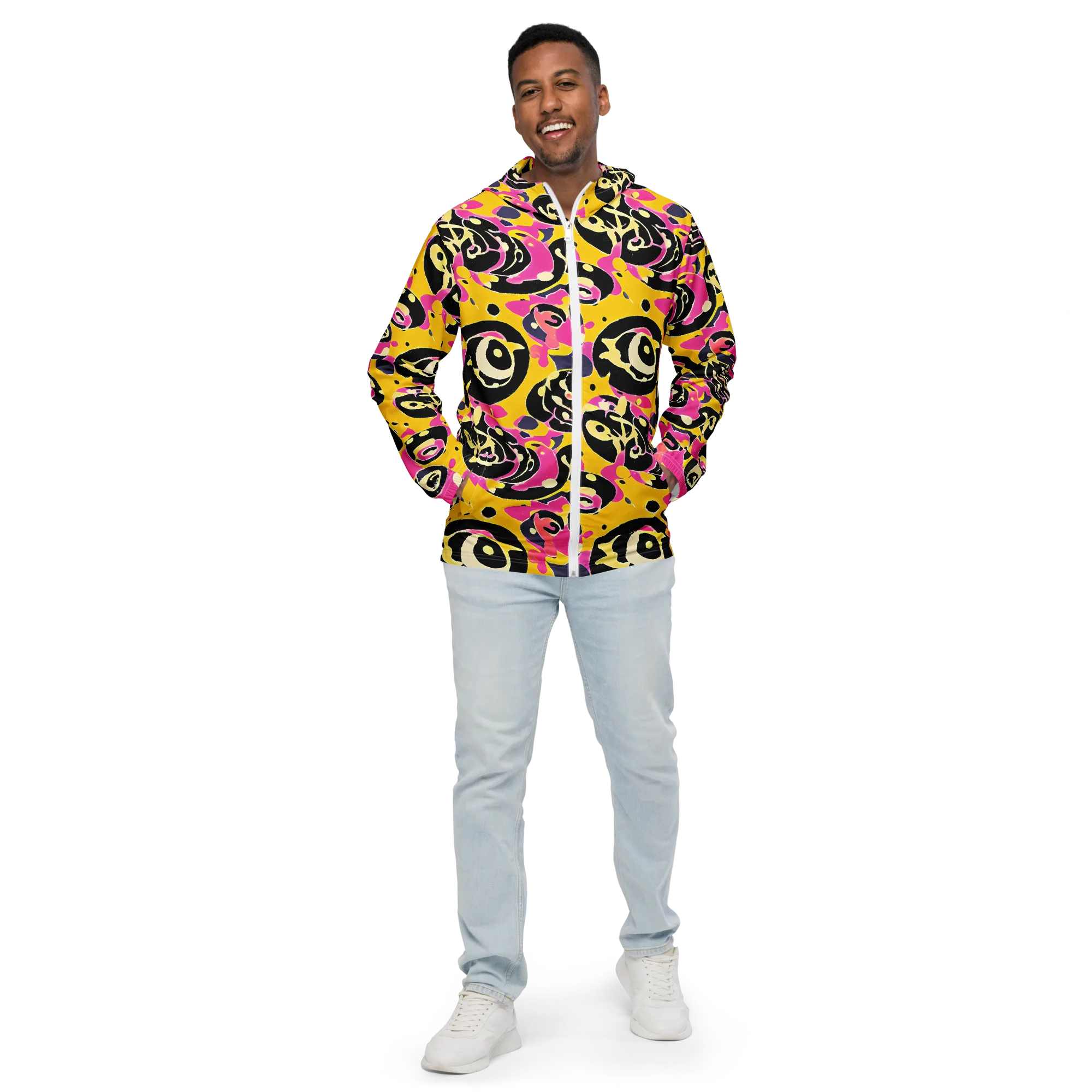 Neon Ink Parade on Men's Windbreaker — Front