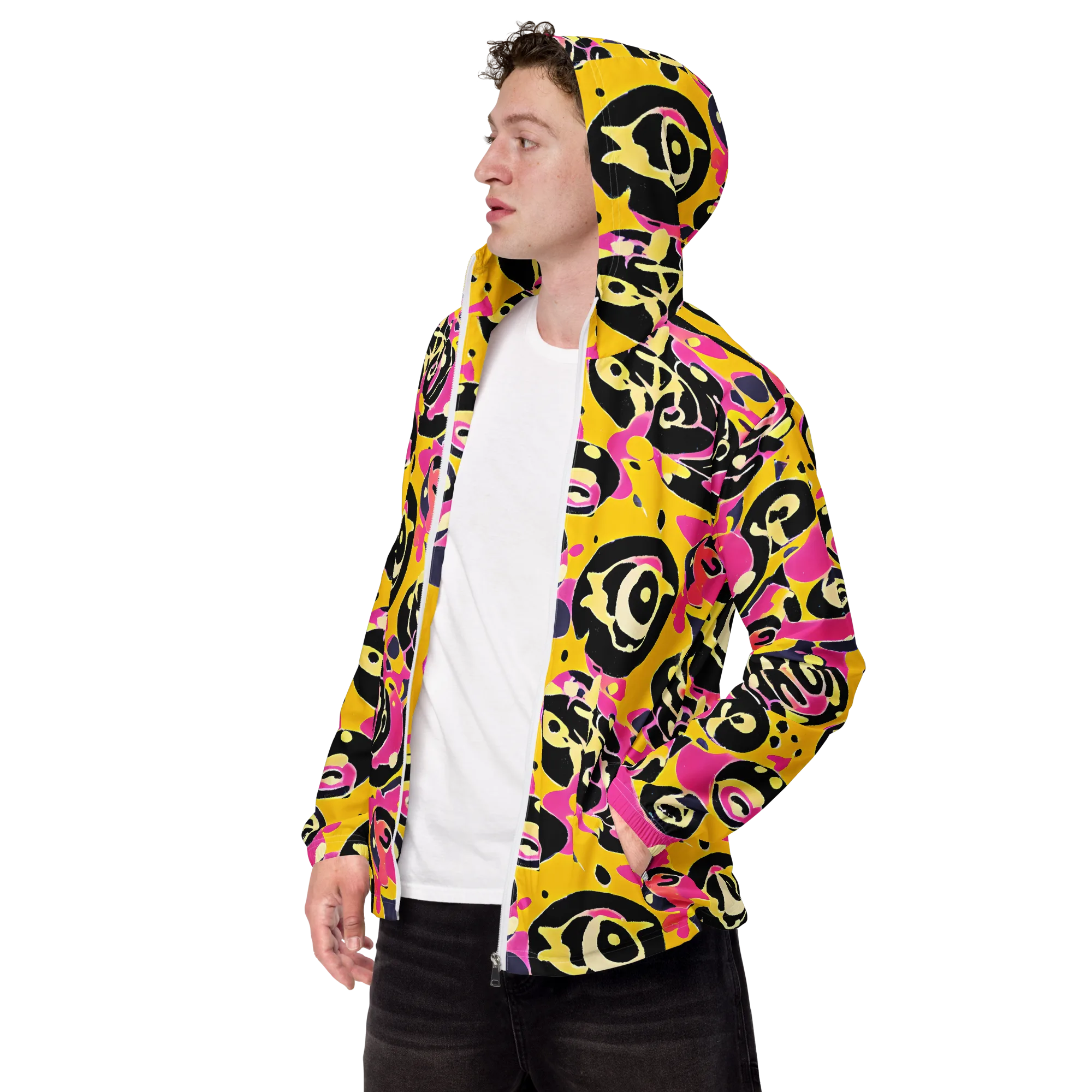 Neon Ink Parade on Men's Windbreaker — Left Front