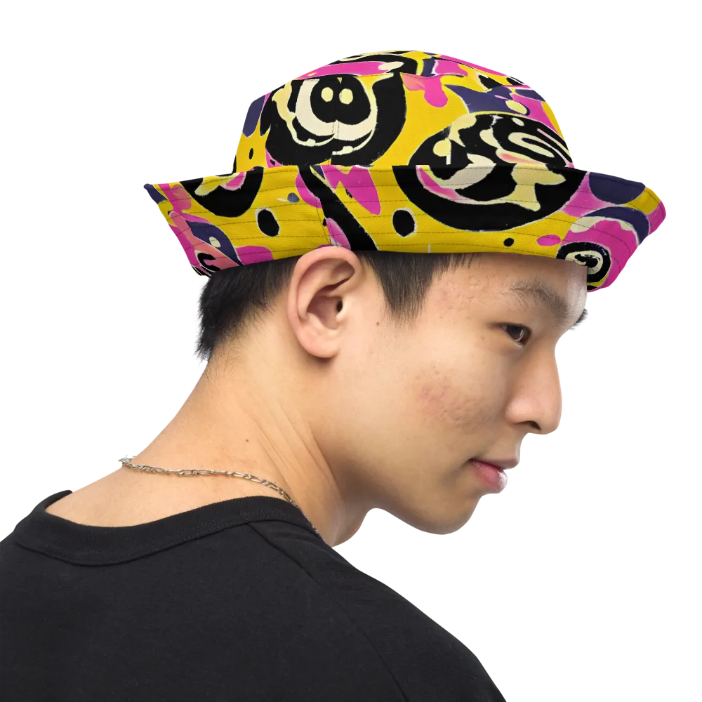 Neon Ink Parade on Reversible Bucket Hat — Right Outside