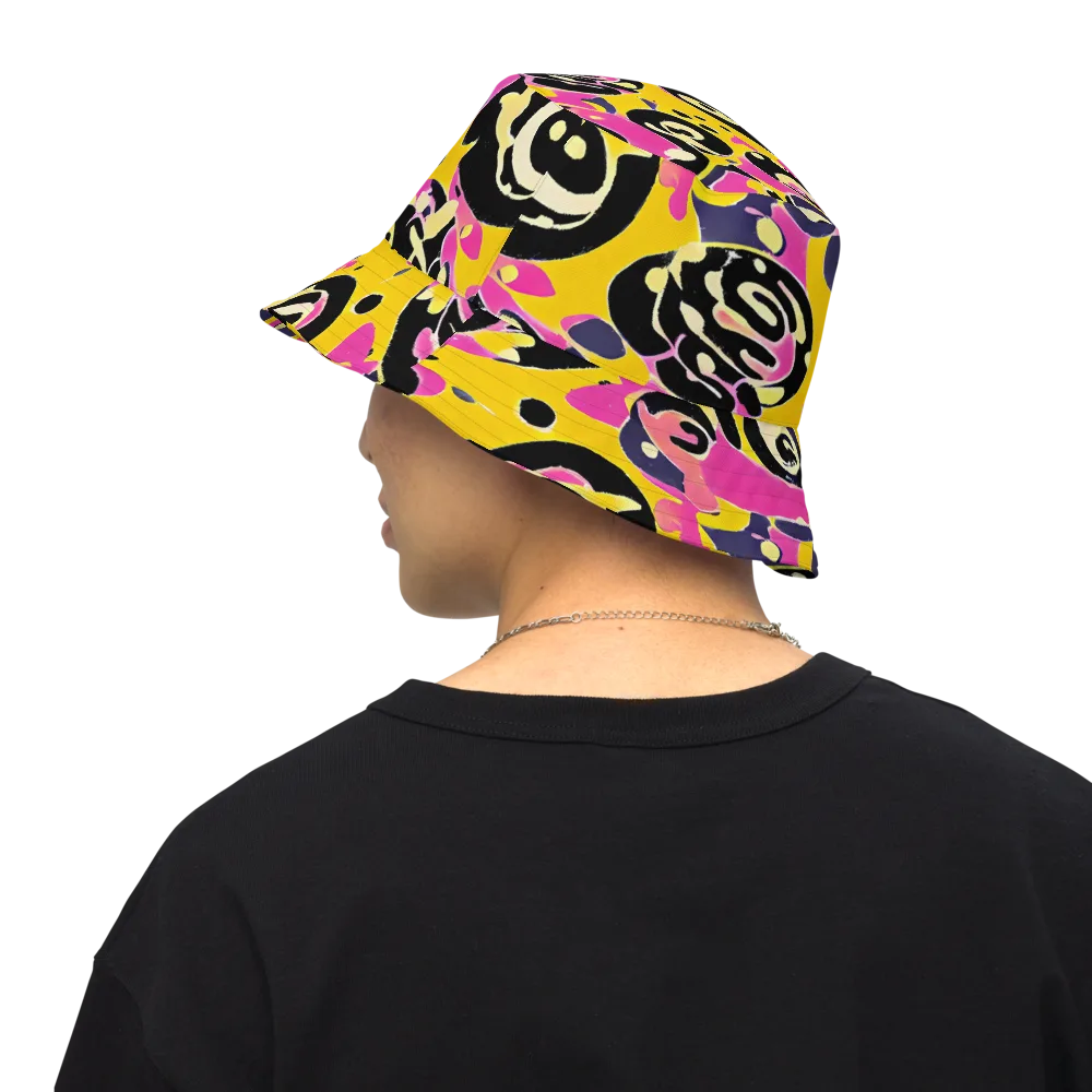 Neon Ink Parade on Reversible Bucket Hat — Back Inside