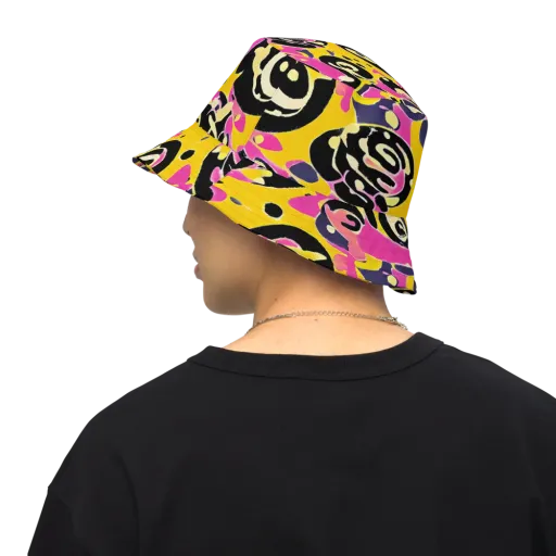 Neon Ink Parade on a Reversible Bucket Hat