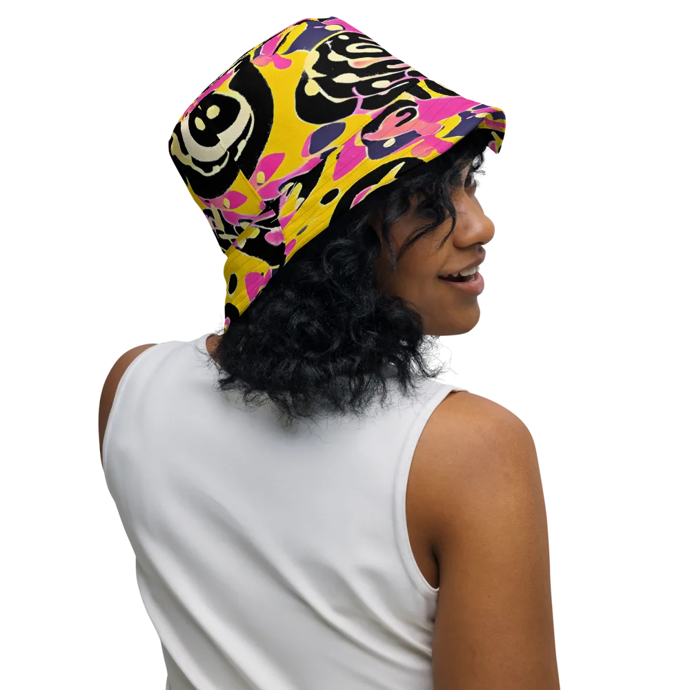 Neon Ink Parade on Reversible Bucket Hat — Right Outside