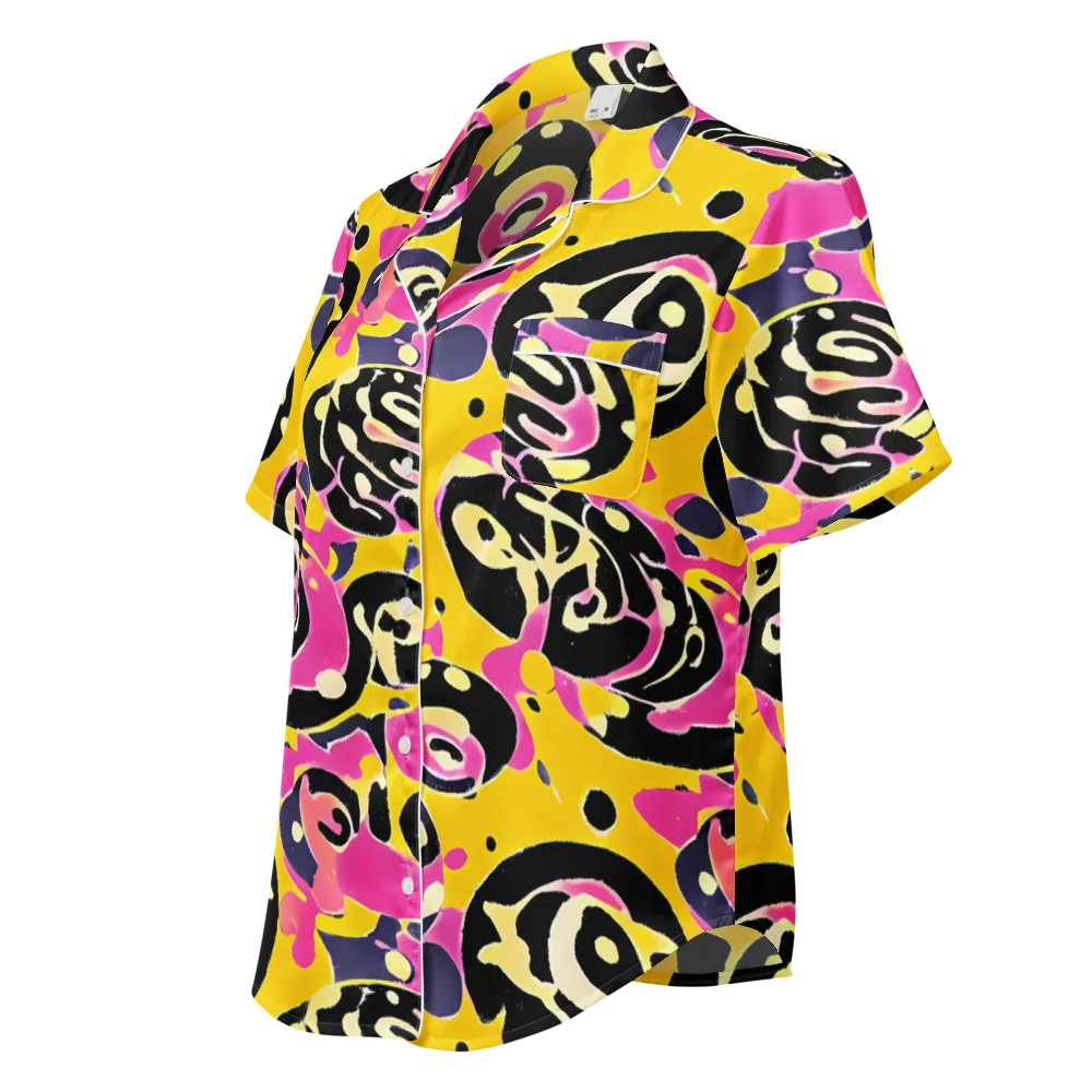 Neon Ink Parade on Women's Short Sleeve Pajama Top — Left Front