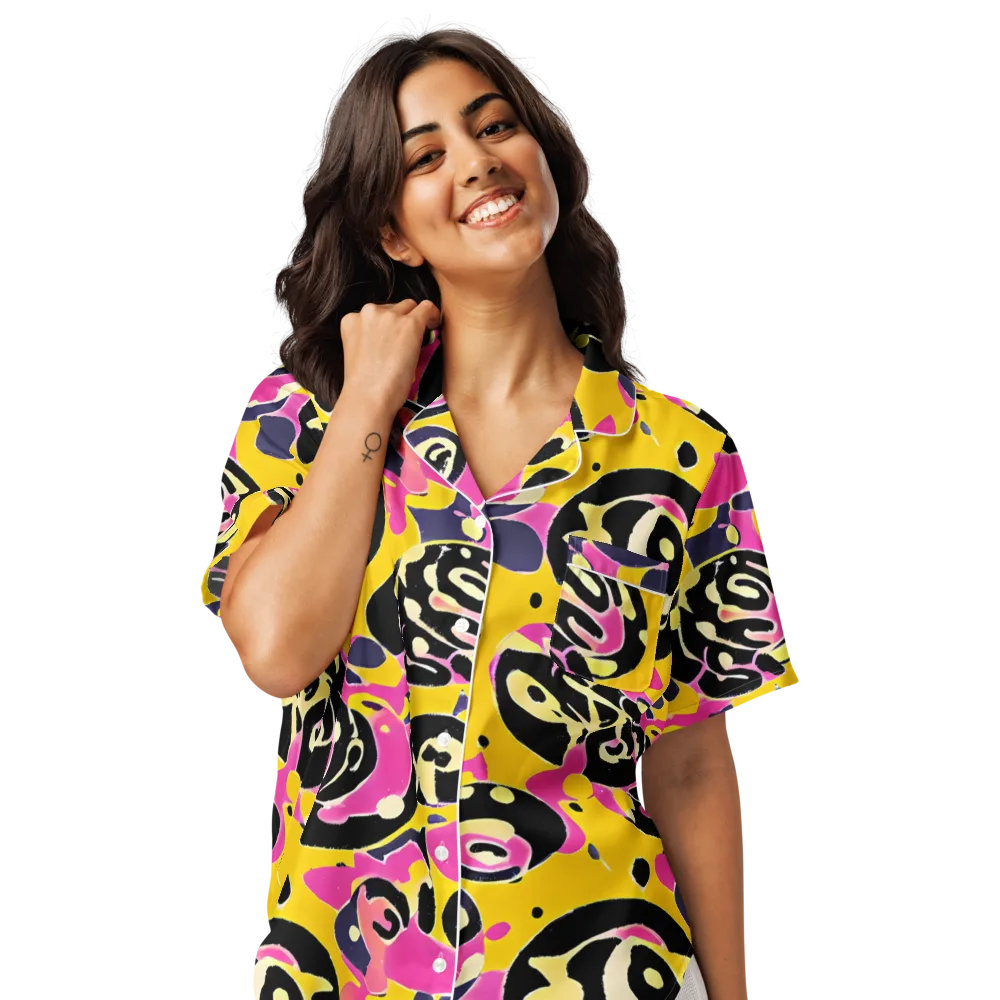 Neon Ink Parade on Women's Short Sleeve Pajama Top — Front