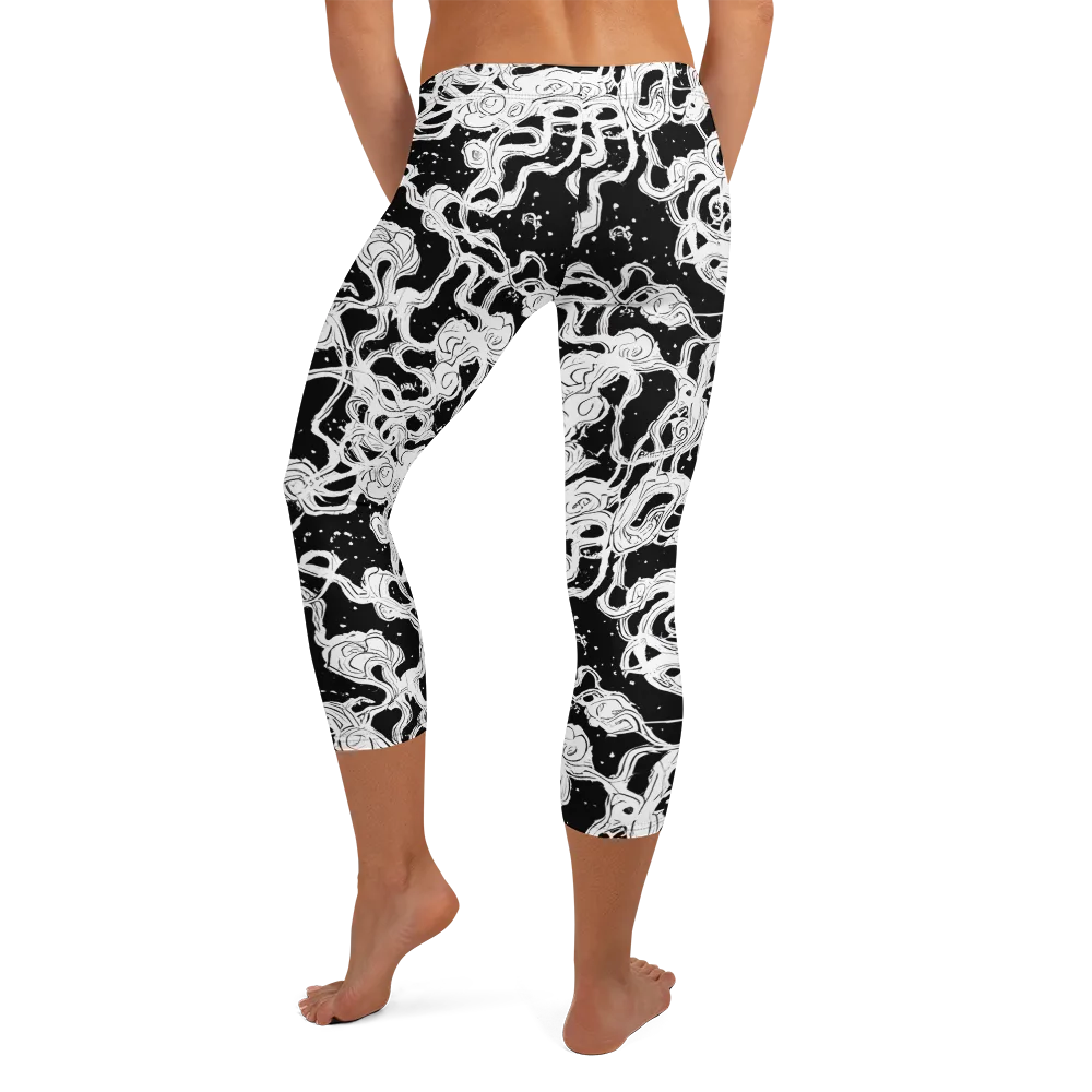 Inkstorm Ribbons on Capri Leggings — Back