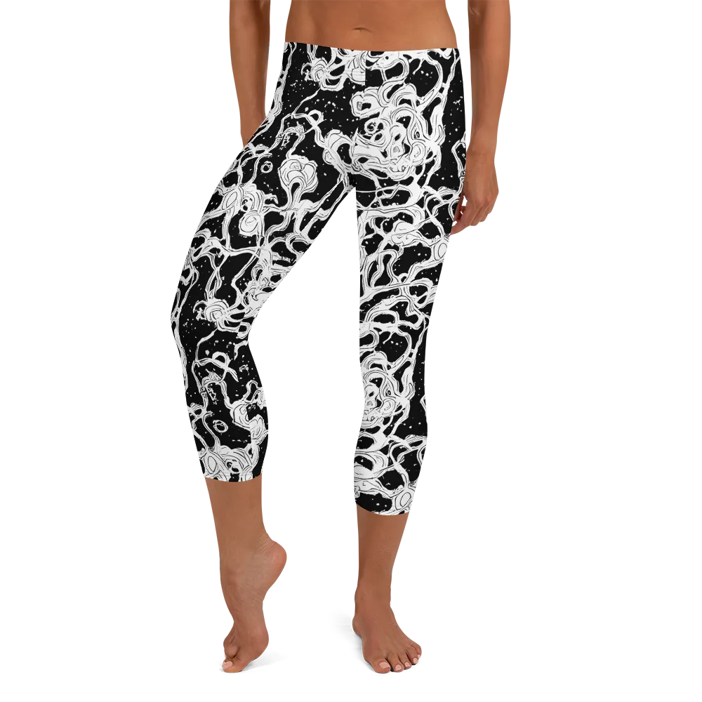 Inkstorm Ribbons on Capri Leggings — Front