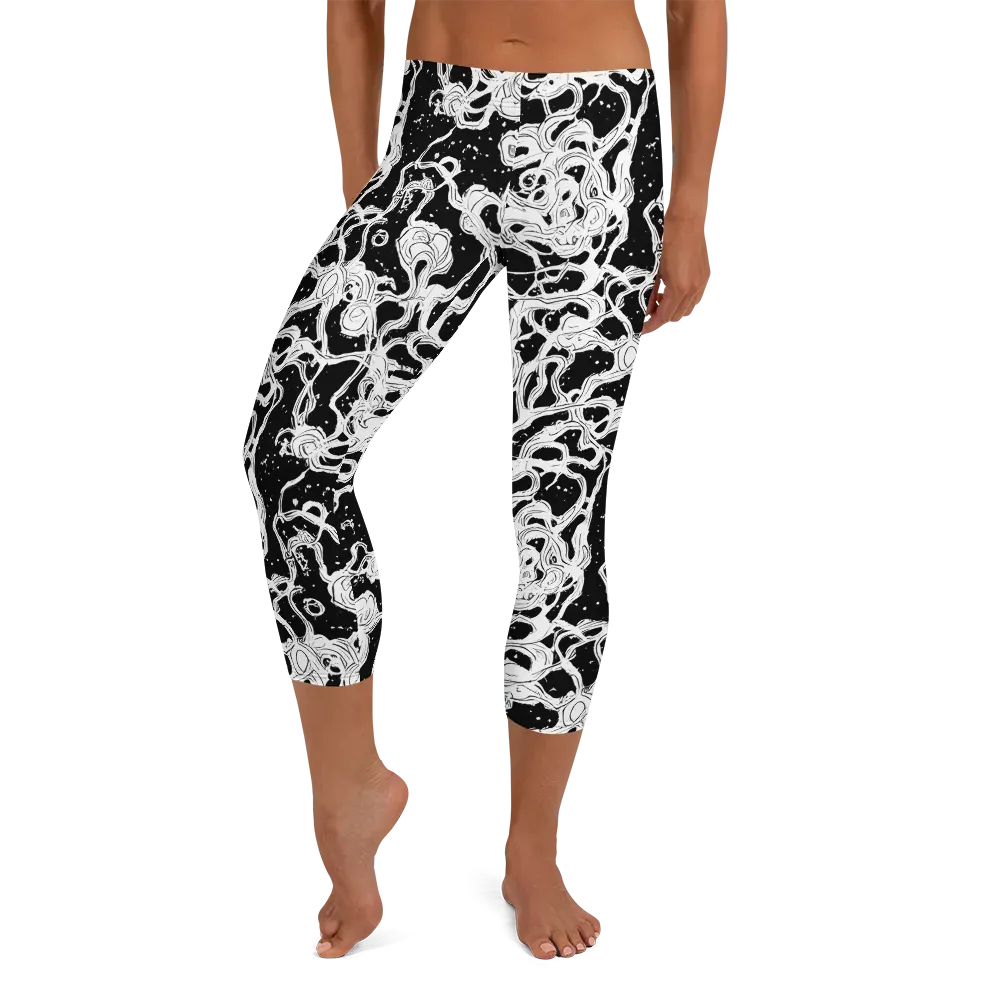 Inkstorm Ribbons on Capri Leggings — Front