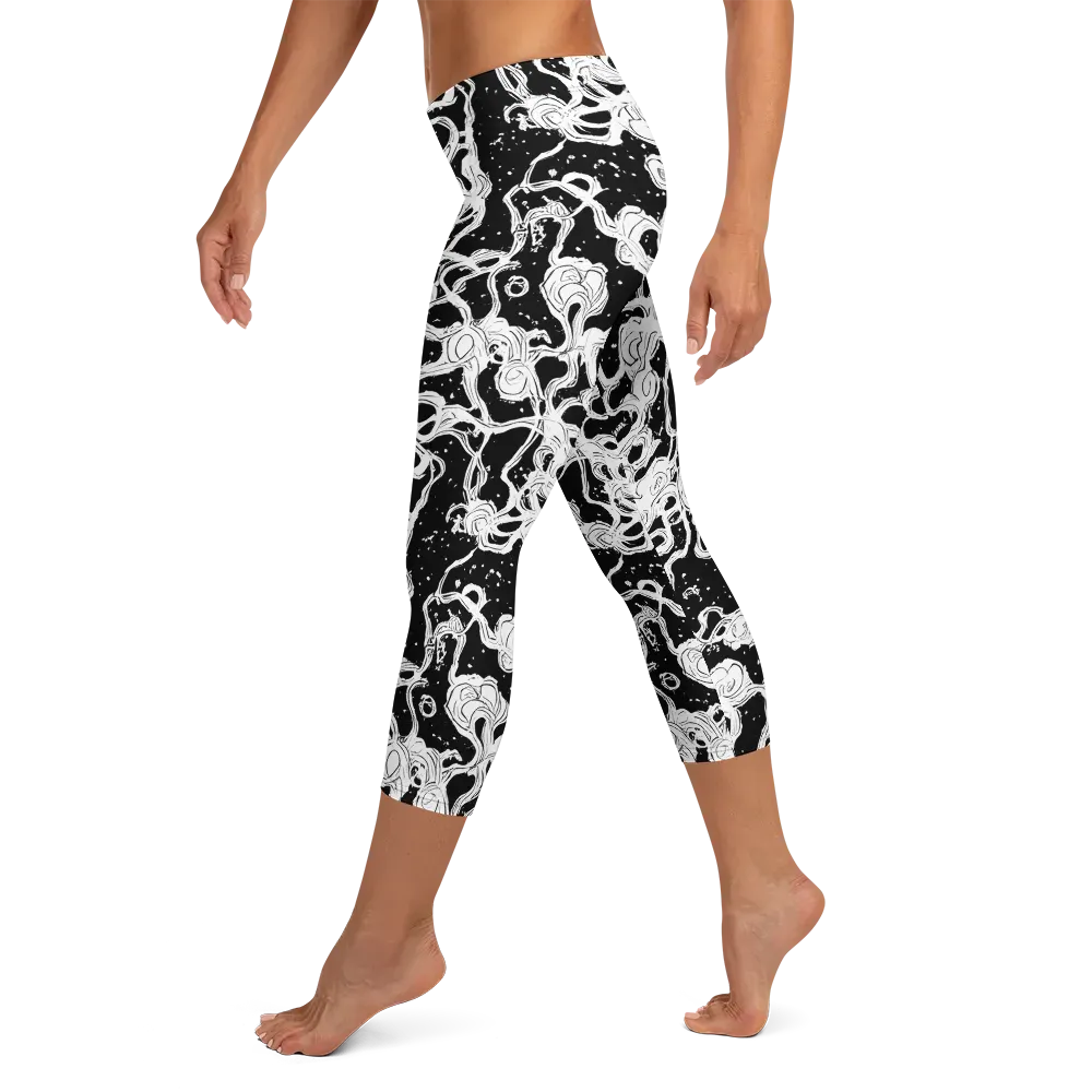 Inkstorm Ribbons on Capri Leggings — Left