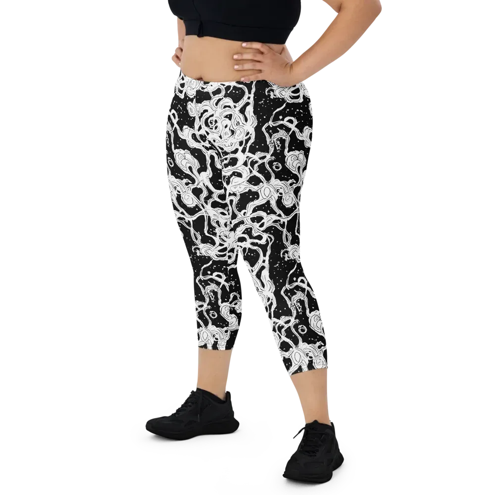 Inkstorm Ribbons on Capri Leggings — Front