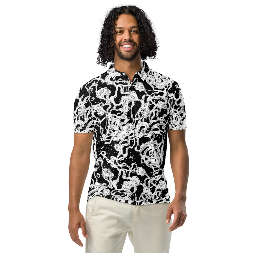Inkstorm Ribbons on Men's Slim Fit Polo Shirt — Front