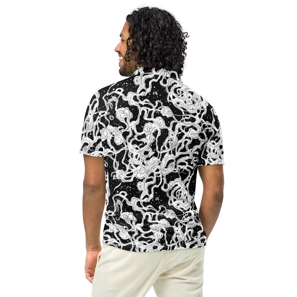 Inkstorm Ribbons on Men's Slim Fit Polo Shirt — Back